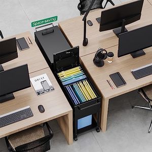 Armoire à dossiers mobile <span class=keywords><strong>avec</strong></span> serrure - <span class=keywords><strong>Chariot</strong></span> de classement à roulettes - Classeur à lettres suspendu - Classeur à dossiers coulissant pour la maison et le bureau - Product Image 2