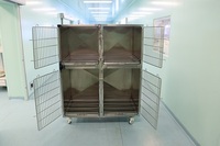 Cage double pour chien en acier inoxydable, cage de transport pour animaux de compagnie, cage d'hébergement durable pour usage intérieur et extérieur