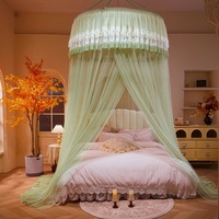 Moustiquaire de lit pliable style princesse avec broderie en dentelle pour chambre, extérieur et voyage
