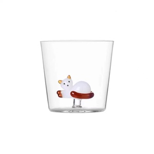 Gobelet en <span class=keywords><strong>verre</strong></span> borosilicate personnalisé résistant à la chaleur avec <span class=keywords><strong>verre</strong></span> 3D fait à la main chat animaux Figurine - Product Image 4