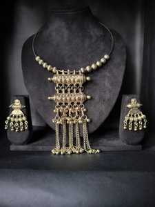 ชุดต่างหูสร้อยคอสไตล์แฮสลี่ชุบทองเลียนแบบของโบราณต่างหูห้อยแบบห้อยดีไซน์สร้อยคอแบบโชกเกอร์ - Product Image 6