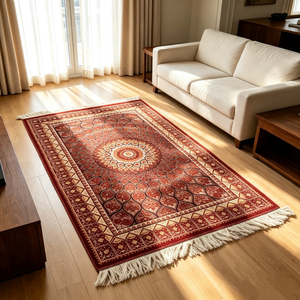 <span class=keywords><strong>Tappeto</strong></span> Persiano Rosso Borgogna in Modal con <span class=keywords><strong>Frange</strong></span>, <span class=keywords><strong>Tappeto</strong></span> Orientale da Preghiera Mandala, Vendita all'Ingrosso 80*120cm - Product Image 6
