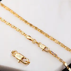 nickel free necklace chain Brass 18K gold plated & bar chain & for woman nickel lead & cadmium free 2mm 1272852