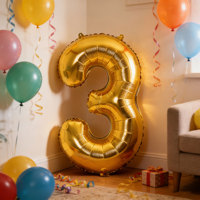 Ensemble de ballons en feuille d'or 3D de 32 pouces, chiffres pour fête d'anniversaire, grands chiffres métalliques décoratifs, ballons décoratifs