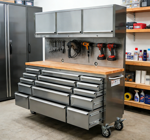 Chariot à <span class=keywords><strong>outils</strong></span> de <span class=keywords><strong>72</strong></span> <span class=keywords><strong>pouces</strong></span> en acier inoxydable anti-déformation, armoire à <span class=keywords><strong>outils</strong></span> robuste, vente directe d'usine - Product Image 5