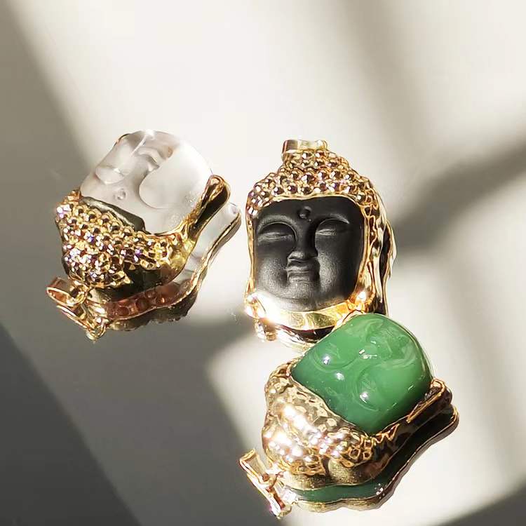 Collana Portafortuna Con Elefante In Giada Verde - Ciondolo Stile Bali In Argento Placcato Oro 14K Per Donna, Catena 45 Cm Inclusa