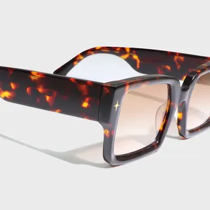 Yeetian Custom Tortoise UV400 Luxury Brand New Acetate Hign End Adult Gafas de Sol para Hombre Fashion Men Square Sunglasses