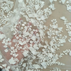 Hot Bán Phong Cách Bling Sequins Đính Cườm Thêu Ba Chiều Hoa Nhỏ Vải Ren Pháp - Product Image 3