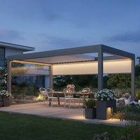 Pergola motorisée rétractable en aluminium sur mesure, étanche, facile à assembler, pour balcon, patio, jardin, villa