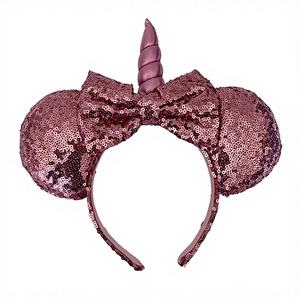 Diadema de disfraz con orejas de Minnie con licencia, de lentejuelas coloridas, ajustable, de ajuste universal, para fiesta de cumpleaños infantil, pelo de unicornio - Product Image 1