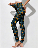Leggings de yoga taille haute pour femme, imprimé fantôme Halloween, coupe ajustée, motif maison hantée, pantalon de sport, vêtements de sport