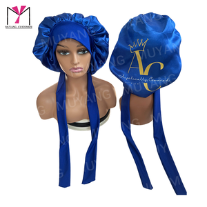 MUYANG Wholesale Designed Satin Braid Long <b>Bonnet</b> Night Cap Elastic Long Head Tie Hair Sleeping <b>Bonnets</b> Custom Logo for Sale - Product Image 3