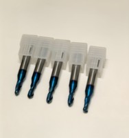 Fraise à queue sphérique en carbure monobloc HRC65 R1 R2 R3 avec revêtement Nano Bleu, 2 dents, pour usinage CNC de l'acier trempé
