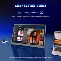 Tragbarer Bildschirm 18,5 Zoll 120Hz 2K QHD IPS Laptop-Monitor 100% sRGB Externer Bildschirm mit Tischhalterung für Mac