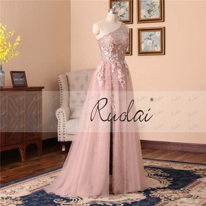 Ruolai PEV-L3055 neue A-Linie rosa Abendkleid Schlitz Seite mit Pailletten Blume <span class=keywords><strong>Prom</strong></span> Kleid - Product Image 2
