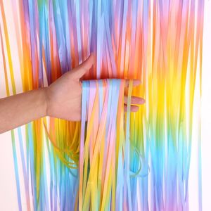 Macaron Color Tinsel Foil Fringe Curtain, Party Background Wall Decoration, Birthday Wedding <b>Stage</b> Backdrop, Photo Booth <b>Props</b> - Product Image 2