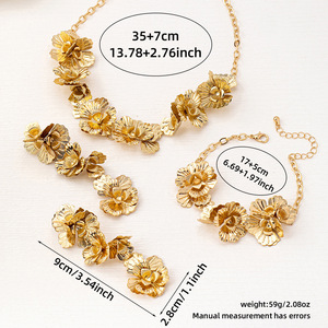 Kaimei 2026, модные ювелирные изделия, Лидер продаж, новый модный дворцовый банкет, цветочное ожерелье, браслет, серьги, набор цветочных украшений - Product Image 3