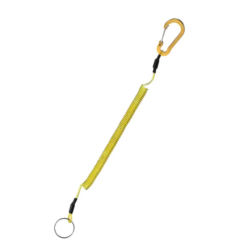 Fishing License Lanyard Safety Retractable Wire Steel Coiled Tether