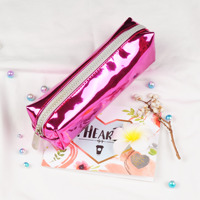 Trousse à crayons étanche et pailletée pour stylos Sac à fermeture éclair cosmétique transparent au laser Pochette de maquillage à fermeture éclair