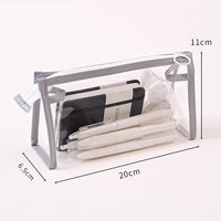 Étui à crayons transparent en PVC imperméable avec fermeture à bouton, pour le rangement de fournitures scolaires