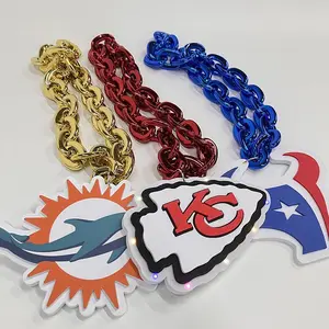 custom 3D Detachable Magnet Via Ring Loop Vibrant Chain Eva Jumbo NFL Fan Chain Necklace Foam With Led Light fan chain