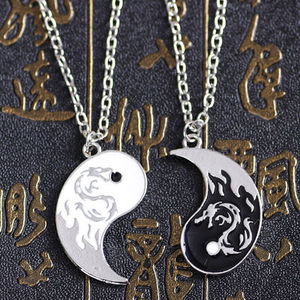 Collana con Ciondolo Tai Chi Yin Yang Drago, Regalo per Migliori Amici, Accessorio Moda in Lega per Uomo e Donna - Product Image 2