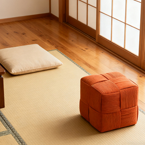 Repose-pieds ottoman carré en velours côtelé tissé, tabouret de canapé marron - Product Image 6