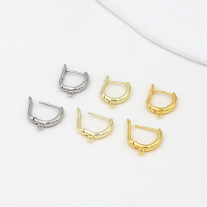 Pendientes de aro de oro genuino de 18 quilates que conservan el color con colgantes, clips para las orejas en forma de D chapados en oro de cobre puro, pendientes en forma de U - Product Image 4