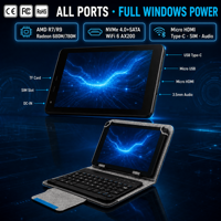 Tablette ultra-légère 300g 8 pouces Windows 10/11 Intel Atom IPS 1280x800 Écran tactile capacitif BT Double caméra Emplacement pour carte SIM