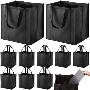 Reusable Reinforced Handle Grocery Bags Heavy Duty Large Shopping Totes with Thick Plastic Bottom