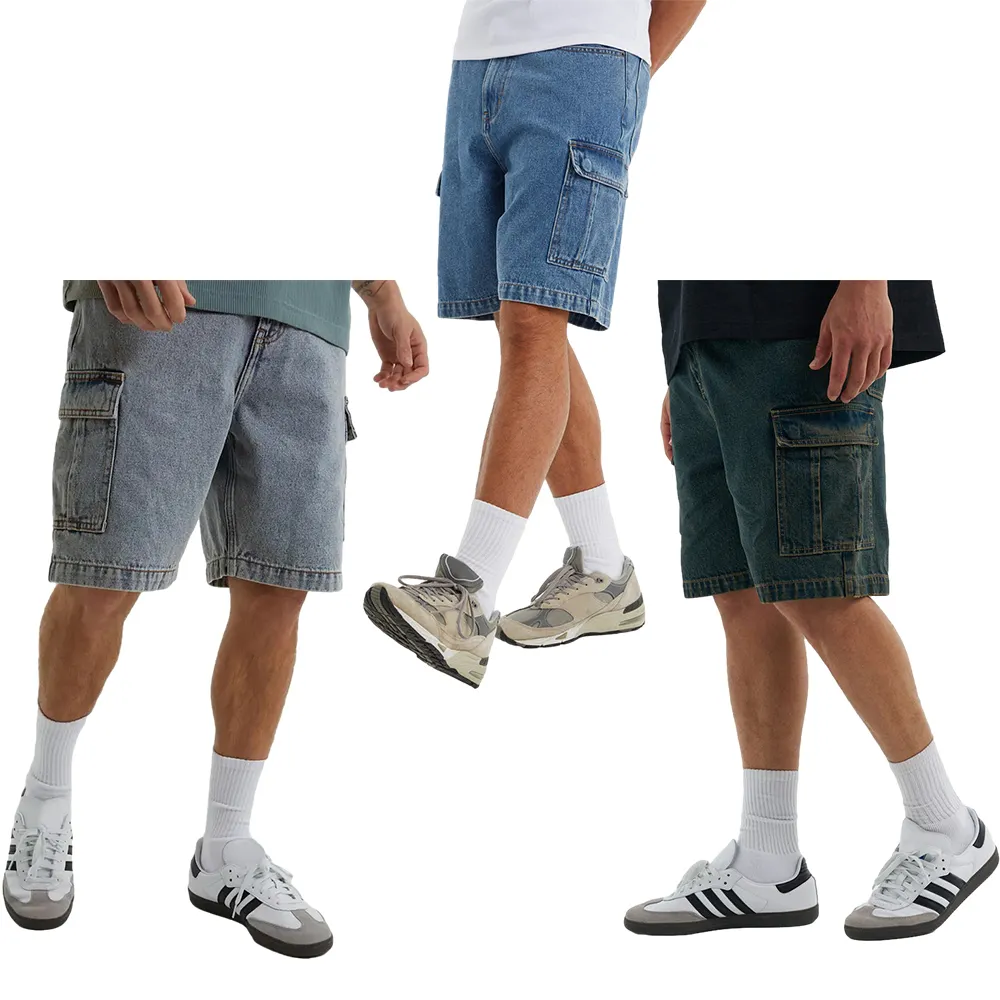Gingtto pantaloncini in Denim dritti pantaloncini di Jeans Cargo con tasche laterali