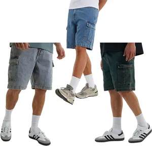 Gingtto Short en jean droit baggy avec poche latérale Short en jean cargo