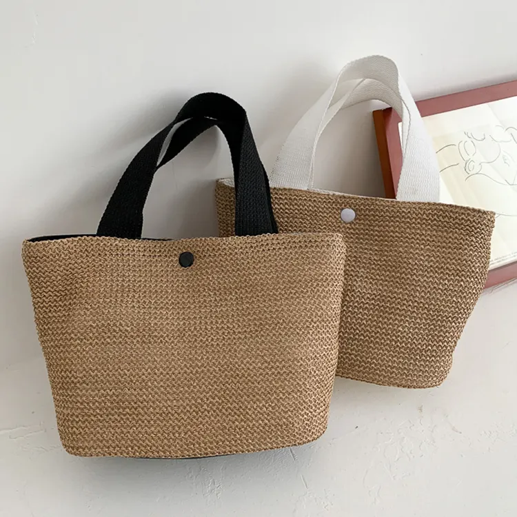 Fashion Handmade Seagrass Woven Handbags Small Female Beach Tote Grass Rattan Straw Weaving Women Hand Bags
