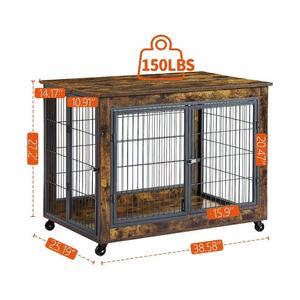 Cage pour <span class=keywords><strong>chien</strong></span> de grande taille avec double <span class=keywords><strong>porte</strong></span>, meuble-cage pour <span class=keywords><strong>chien</strong></span>, avec roulettes, brun rustique, vente en gros - Product Image 2
