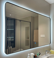 Miroir de salle de bain mural intelligent à LED avec cadre en acier inoxydable de fabrication industrielle