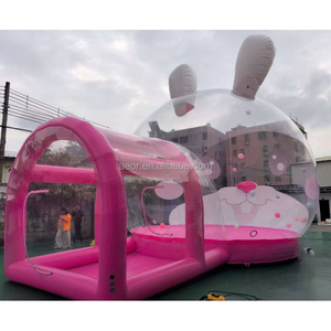 Nouvelle Tente <span class=keywords><strong>D</strong></span>ôme Gonflable Commerciale en PVC pour Aire de Jeux Extérieure, Forme Lapin Rose, Maison <span class=keywords><strong>Bulle</strong></span> avec Trampoline - Product Image 3