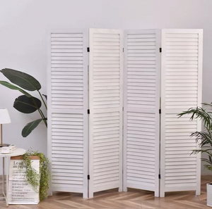 <span class=keywords><strong>Paravent</strong></span> en <span class=keywords><strong>bois</strong></span> opaque pliable à quatre panneaux, moderne et écologique, avec cadre en chêne massif <span class=keywords><strong>blanc</strong></span> pour la décoration murale du salon - Product Image 1