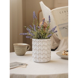 Pot de rangement en céramique en forme de coquille Saint-Jacques, porte-ustensiles de cuisine, design rétro, récipient décoratif multifonctionnel - Product Image 3