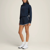 Ensemble de survêtement sportif 2 pièces pour femme, personnalisable en gros, avec veste demi-zippée à col montant et short color-block, tendance et confortable