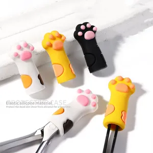 Nail Scissor Silicone Protect Cover Sleeve Cute Cat Paw Cuticle Nipper Dead Skin Tweezers Manicure Pedicure Tool Cartoon Cap