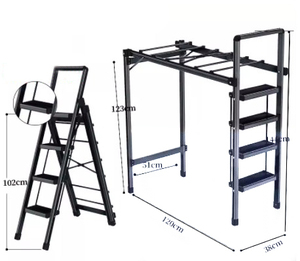 Escabeau multifonctionnel domestique échelle de séchage réglable en alliage d'aluminium à chevrons <span class=keywords><strong>escalier</strong></span> escabeau pliant - Product Image 4