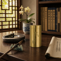 Conteneur de stockage de thé hermétique en laiton poli personnalisable en forme de gourde avec un design vintage en relief