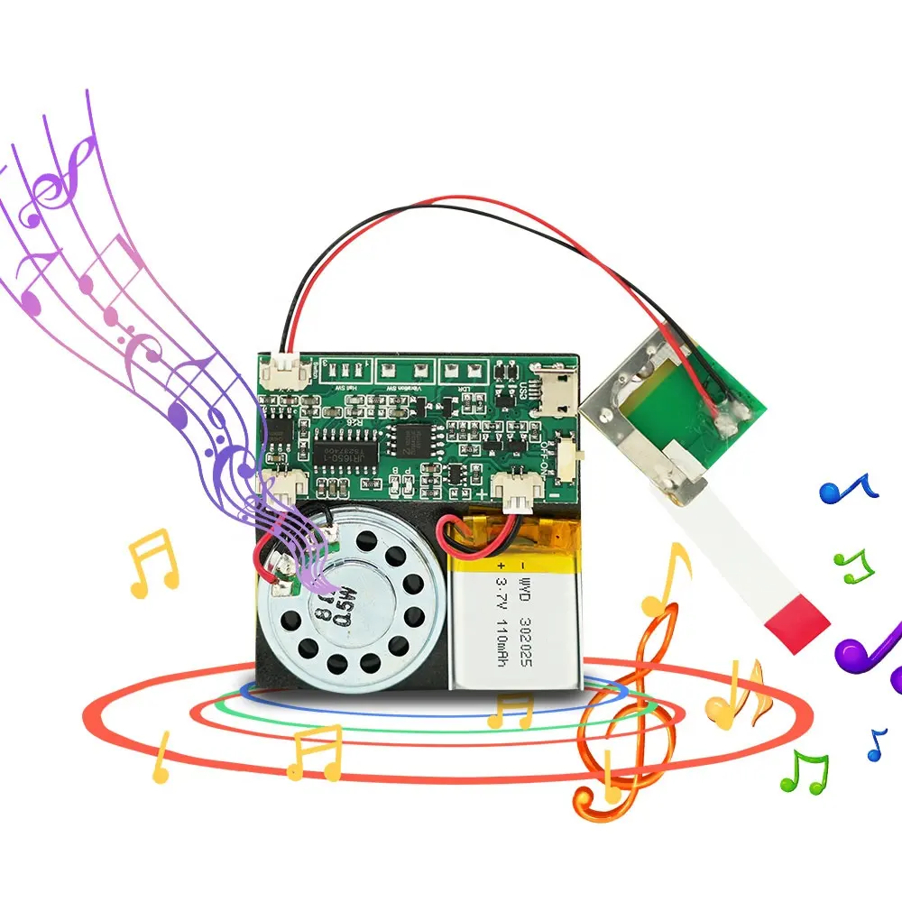 DIYサウンド製品ギフトまたはグリーティングカード用の充電式USBダウンロード可能8Minitesミュージックタイムサウンドモジュール