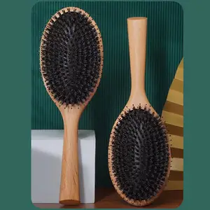 Wooden Bristle Pro Eco Hairbrush For Thin Natural Soft Fine Hair Brush Massage Comb