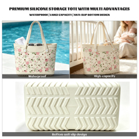 Sac fourre-tout polyvalent en EVA à large ouverture, léger, sac à bandoulière portable, sac à main étanche, sac de plage en silicone avec logo personnalisé