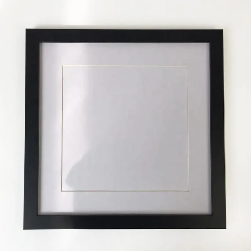 Wholesale Wall hanging Black Picture Frame 10x10 12x12 inch Square Photo Frame with Mat picture frame