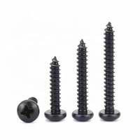 Vis autotaraudeuses à tête fraisée cruciforme Phillips DIN 7981, oxyde noir, CS noir, acier inoxydable noir, zingué noir, filetage M3 M5