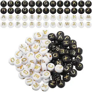 1000 Pieces Round Acrylic Alphabet Beads Letter Beads Flat Round Disc Coin Pony Beads DIY Bracelet Necklace J