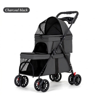 Poussette pliable double couche imperméable pour chiens et chats - Utilisation extérieure portable
