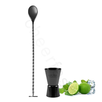 Kit de Barman Personnalisé en Gros, Argenté, Réutilisable, en Acier Inoxydable, avec Cuillères à Cocktail et Jigger